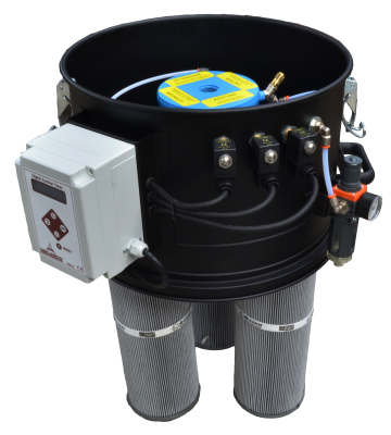 sp zbiornik przemysłowy ATEX z filtrami czyszczenie sprężonym powietrzem automatyczny zrzut pyłów