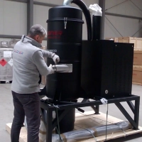 przemysłowa instalacja systemu centralnego odkurzania 12 kw z zaworem rotacyjnym torex do rozładunku projekt